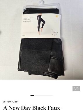 a new day Black Faux-Leather High-Waist Leggings